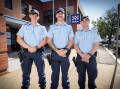 Probationary Constables Ethan Durrant, Connor McInnes and Max Lowe, have joined the Oxley Police District. Picture by Peter Hardin