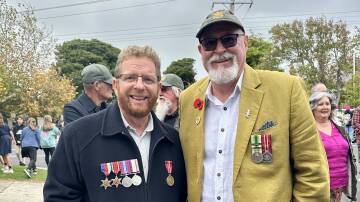 Malcolm Clark and Quirindi's Graham Bullock marched in Victoria for Anzac Day. Picture supplied