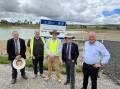 Walcha council's mayor Eric Noakes, director of infrastructure and development Al Butler, general manager Phil Hood, Member for Northern Tablelands Adam Marshall, and Member for New England Barnaby Joyce at the new Walcha dam. Picture supplied