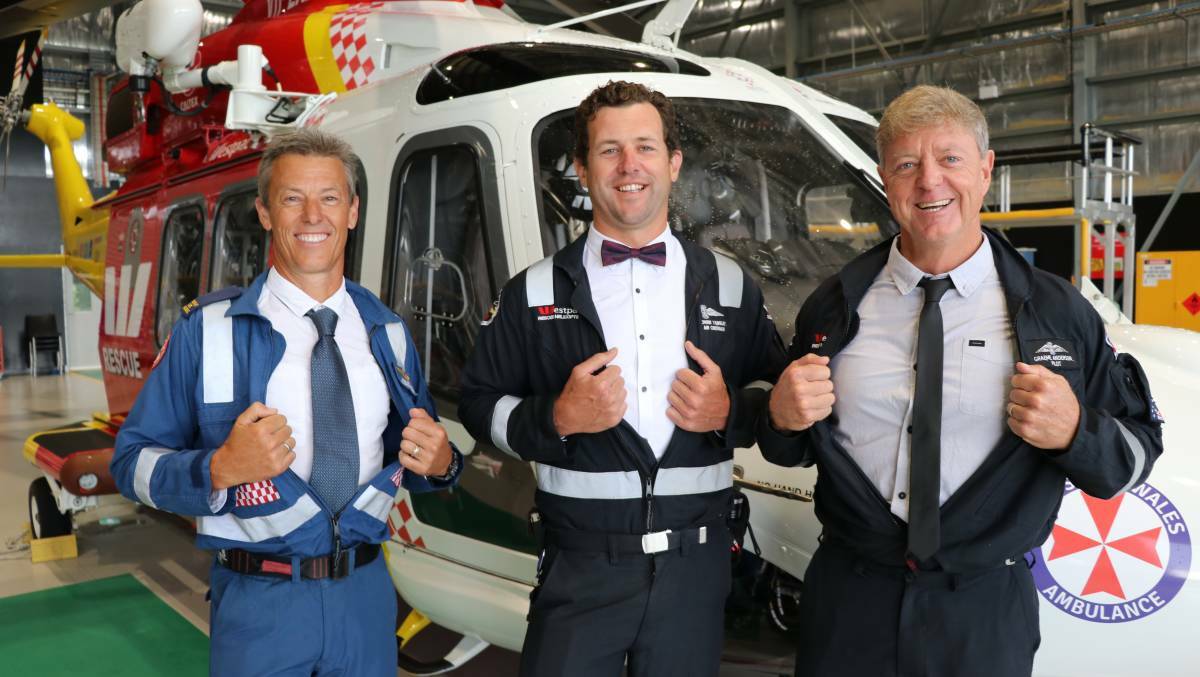 CANCELLED: Bruce Shiach-Wise, Owen Yabsley and Graeme Anderson won't be getting suited up for this years Westpac Rescue Helicopter ball. Photo: Supplied