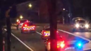 Police cars were involved in the pursuit near Uralla on the New England Highway. Picture from Facebook video