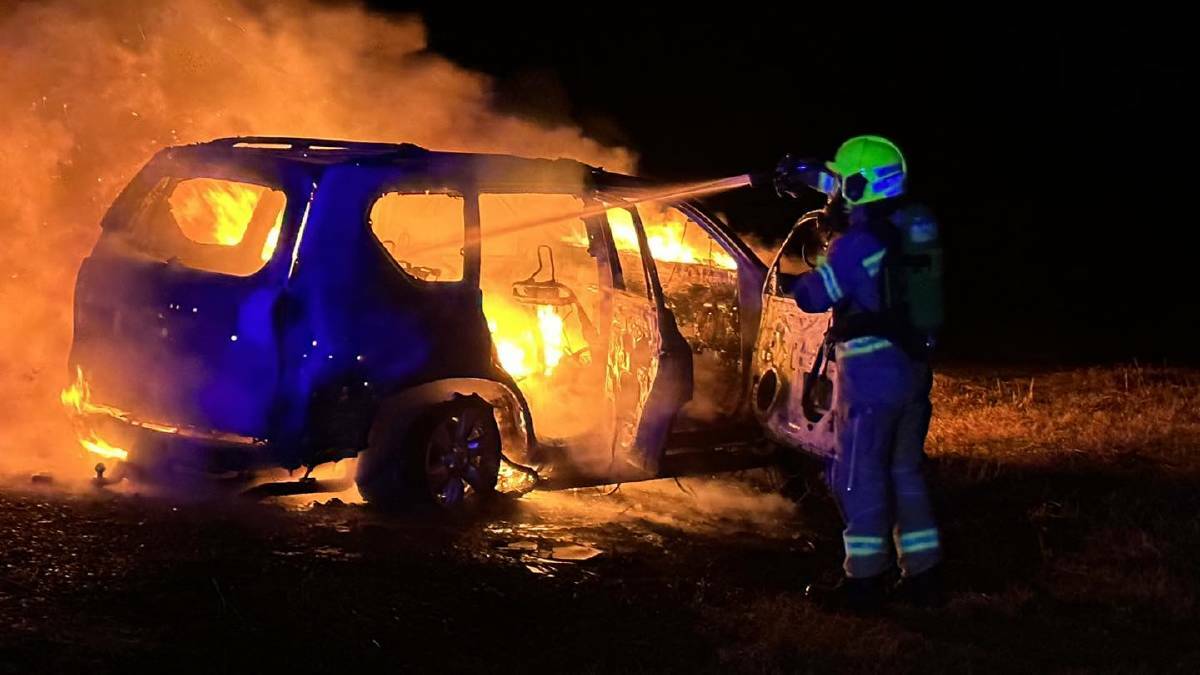 Fire and Rescue crews extinguished three car fires in one night throughout Gunnedah in early August. Picture by Fire and Rescue NSW Station 314 Gunnedah