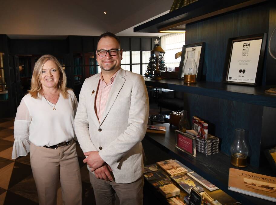 TOP TIER: Destination Tamworth manager Kate Baker and Powerhouse Hotel general manager Daine Cooper celebrate the achievements of the hotel. Photo: Gareth Gardner