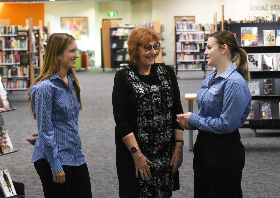 Tamworth Regional Council's youth councillors Elle Woods and Chloe-Lee Opie with manager of cultural and community services Kay Delahunt. Picture by Gareth Gardner 