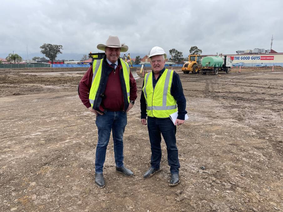 Member for New England Barnaby Joyce and Croft Developments CEO and Signature Care executive director Graeme Croft at the Tamworth Community Aged Care site on Ringers Road. Picture by Tess Kelly