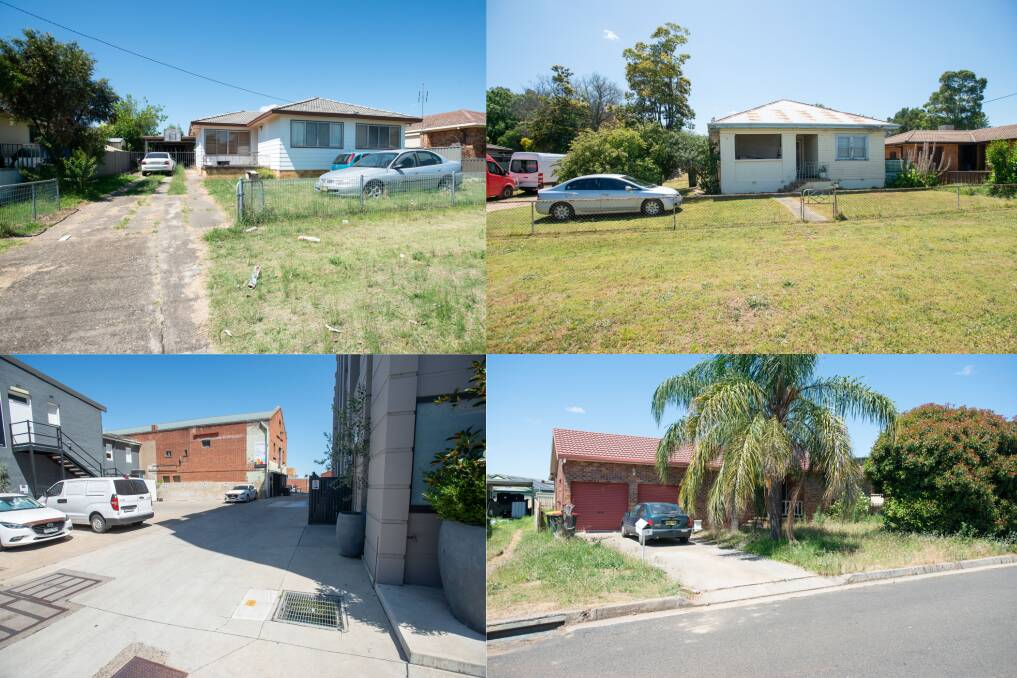 A shared accessway on Brisbane Street ,bottom left, is one of 30 properties up for sale for unpaid rates to council. Pictures by Peter Hardin