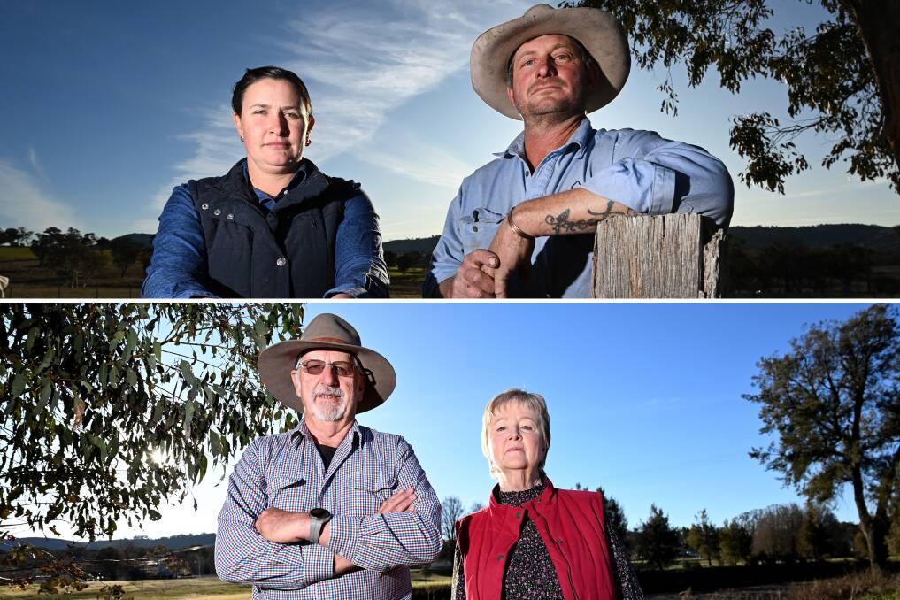 Top: Elise Robinson and Andrew Powell do not support the solar farm. Bottom: Peter Roffe and Anne Doak say the project will benefit the community. Pictures by Gareth Gardner.