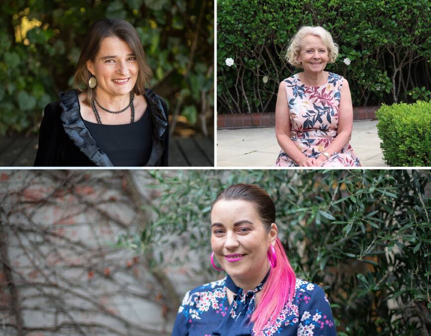 Clockwise from top left to bottom: Stella Quinn, Penelope Janu and Rachael Johns are visiting Tamworth on a rural romance book tour. Pictures supplied