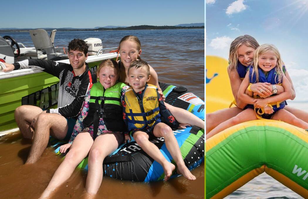 Left: Declan Grant, Ava Roberts, Lilly Parsons and Lucas Roberts spent a day on the dam. Picture from file, inset supplied