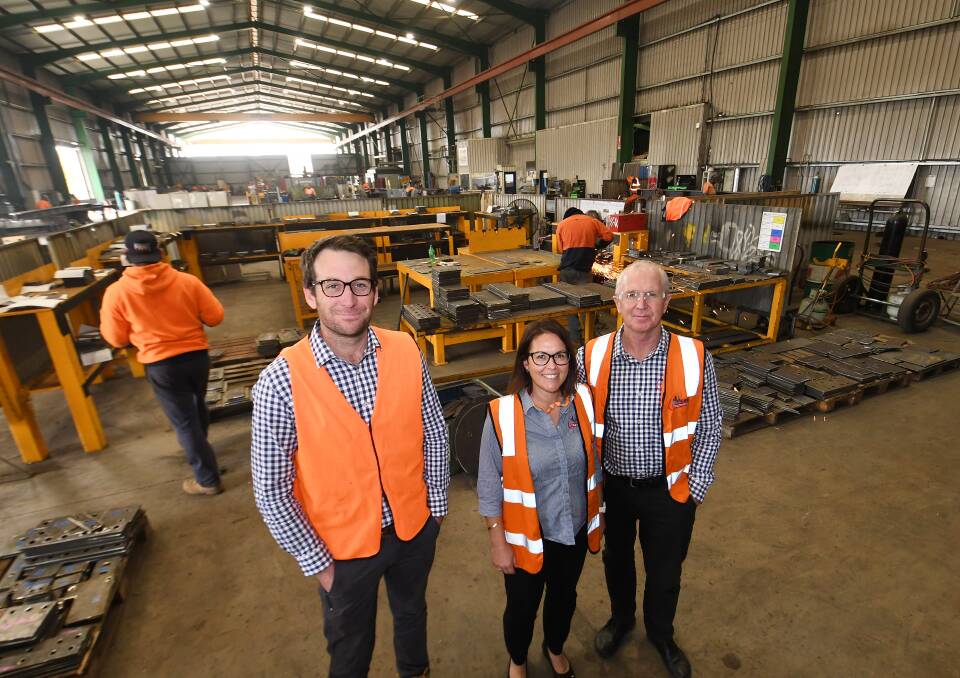 Belmore Engineering staff Dan Bullen, Emma Carrigan and Allan Eunson aim to put on four apprentices a year. Picture by Gareth Gardner