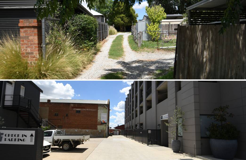 A laneway on Darling Street (above) and 50 Brisbane Street, which is an accessway, are among the obscure properties listed for auction for unpaid rates and charges. Pictures by Gareth Gardner 