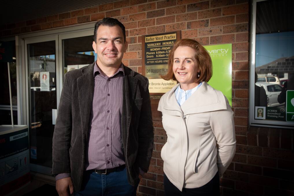 Gunnedah Barber Street Practice GP Dr Marcelo Wierzynski de Oliveira and PHN rural health access manager Annabelle Williams. Picture by Peter Hardin