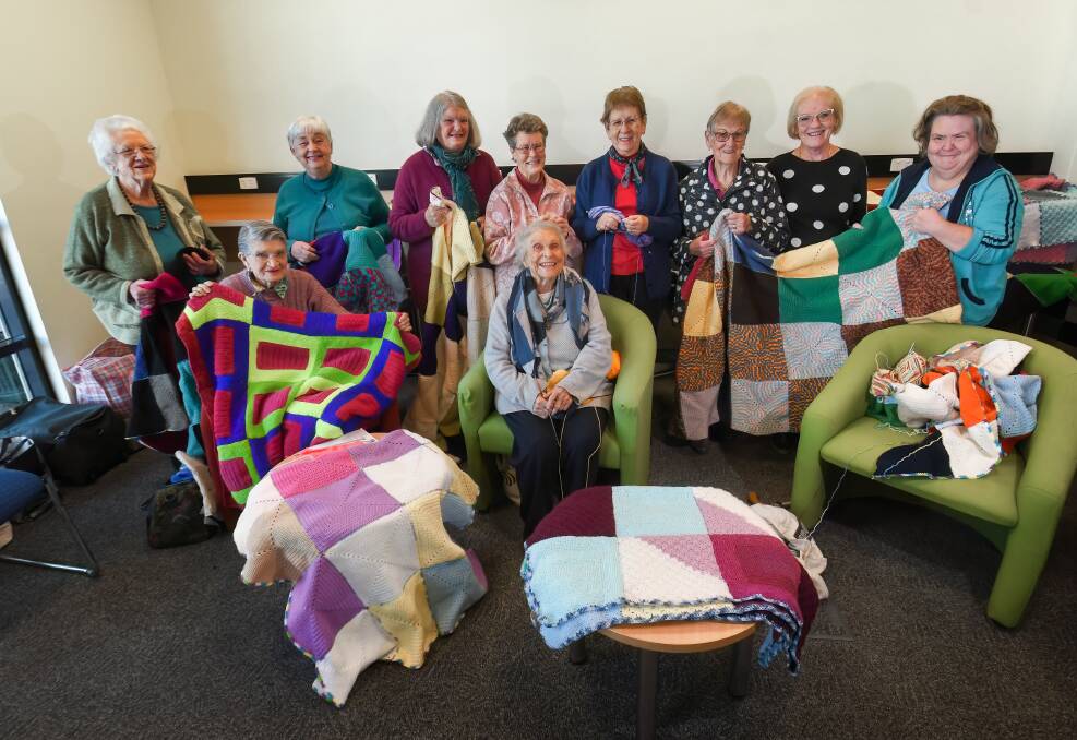 The Tamworth Library Knitting Group enjoy a morning of tea and humanitarianism. Picture by Gareth Gardner