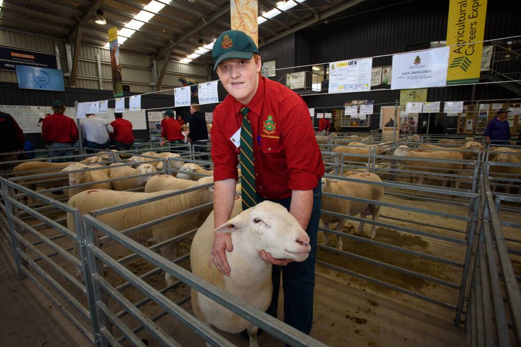 Sam Hughes with the record ram. Picture by Peter Hardin