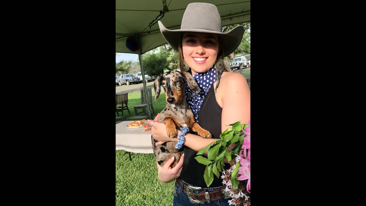 Willow Tree local and Young Rural Woman of the Year entrant for Quirindi - Sarah Caslick, with her "little offsider" named Letti. Picture supplied. 