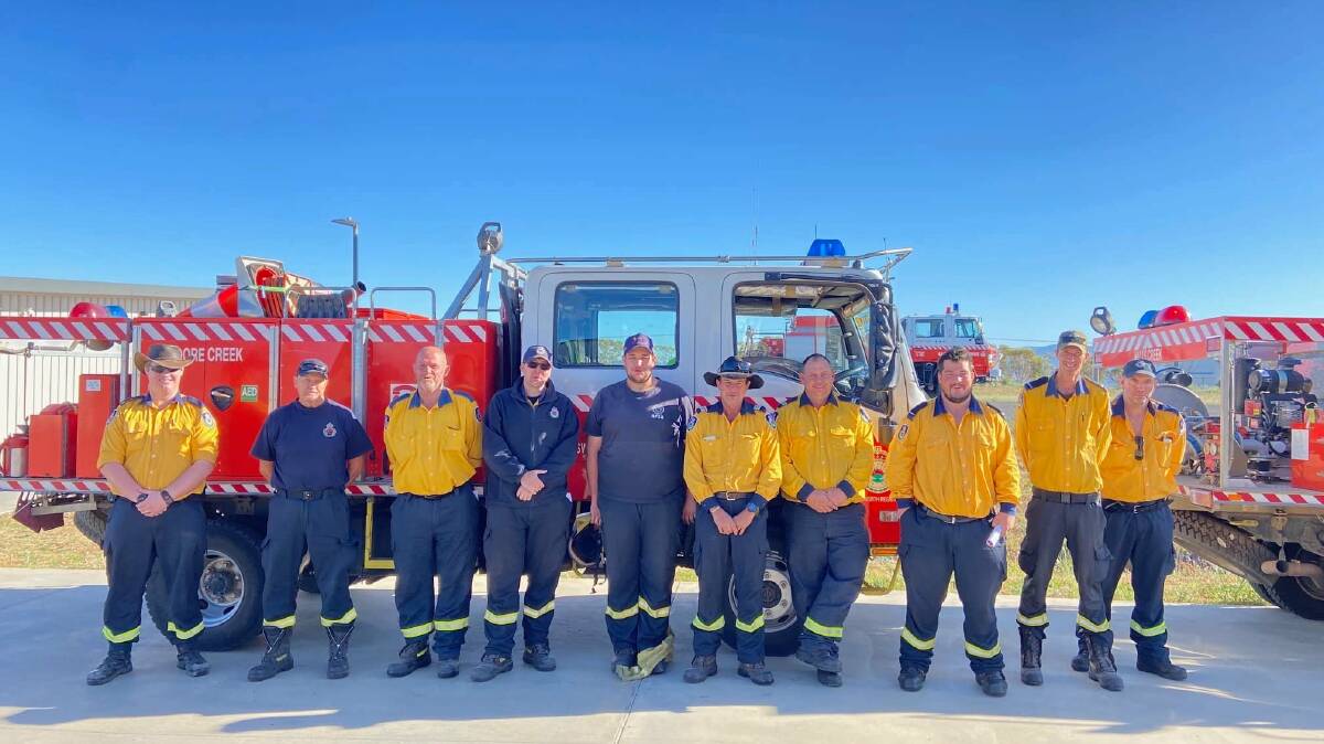RFS volunteers from Tamworth District who left to help battle the Kyogle blaze: Darryl Hunter, Clark Costello, Mitchell Ross, Paul Dwyer, Paul Hicks, Hayden Perry, Ben Young, Phill Martin and Glenn Midgley. Picture RFS supplied
