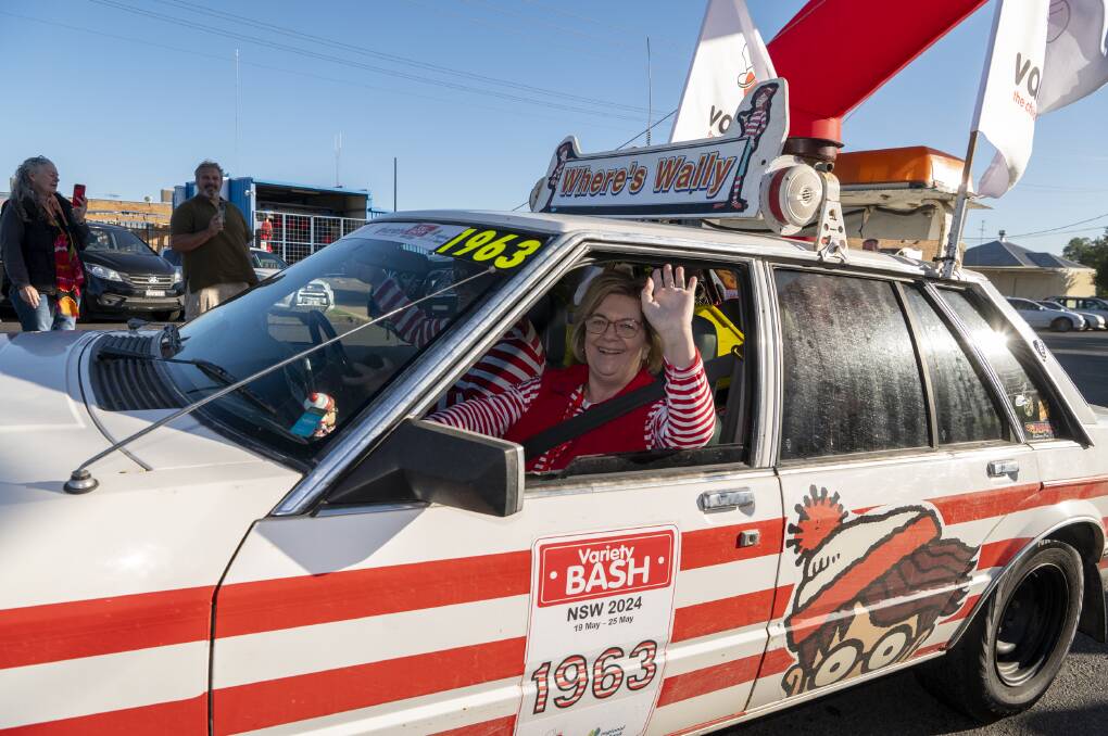Car 1963 - "Where's Wally" driven by regular Variety Basher Errol Hancock joined the launch from Gunnedah on Sunday, May 19. Picture supplied by Variety NSW