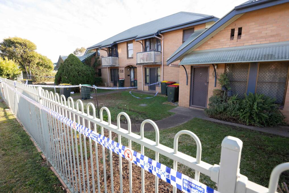 The unit complex in South Tamworth was the scene of a grisly murder on Sunday afternoon. Picture by Peter Hardin