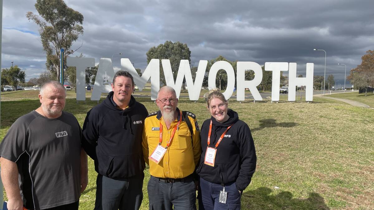 Evan Gardiner, Luke Bungate, Barry Kennedy, and Sarah Allen attend the 22nd Australian Community Engagement and Fire Awareness Conference at the Tamworth Regional Entertainment Conference Centre. Picture by Jonathan Hawes