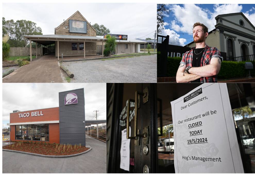 Four major restaurants in Tamworth have closed in the last six months: sSs Barbeque Barns, Williamsburg, Taco Bell, and most recently the Hog's Breath Cafe. File pictures by Peter Hardin and Gareth Gardner