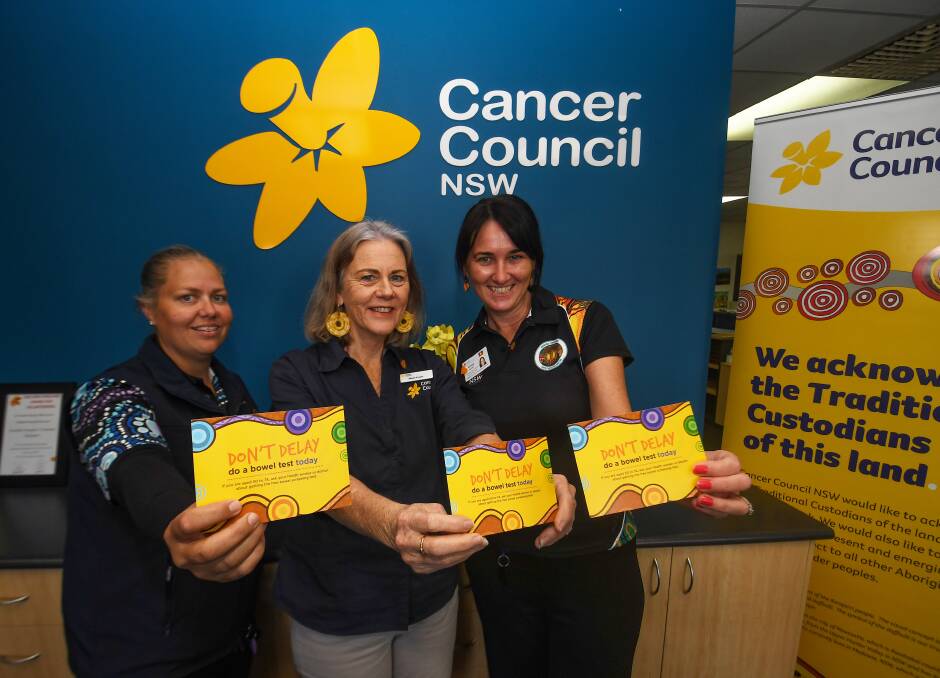 Aboriginal Health Worker Renee Leigh with Cancer Council Community Lead Shaen Fraser and Aboriginal Health Worker Renee Moore.