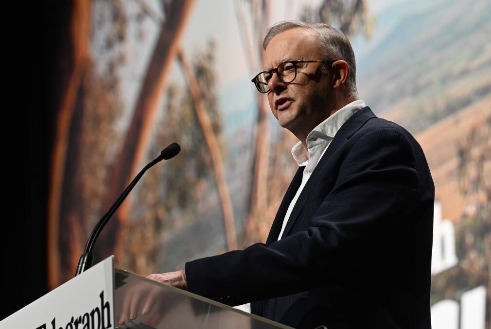 Anthony Albanese highlighted a $38 million investment into drought preparedness and a removal of barley tariffs from China at the 2023 Bush Summit in Tamworth. Picture by Gareth Gardner