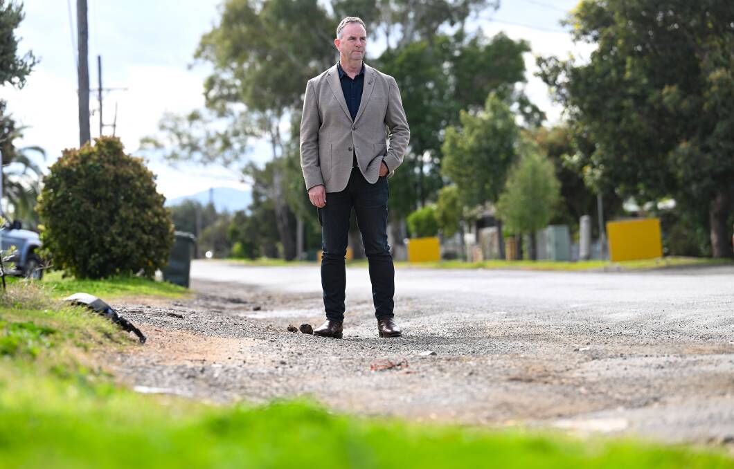 Improving roads like this derelict section of Evans Street in Westdale is why Mark Rodda is standing for a fourth term. Picture by Gareth Gardner