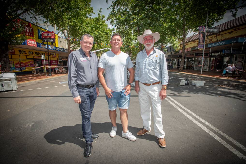 Golden Guitar Awards executive producer Peter Ross, The Pub Group owner Craig Power, and Tamworth mayor Russell Webb. Picture by Peter Hardin