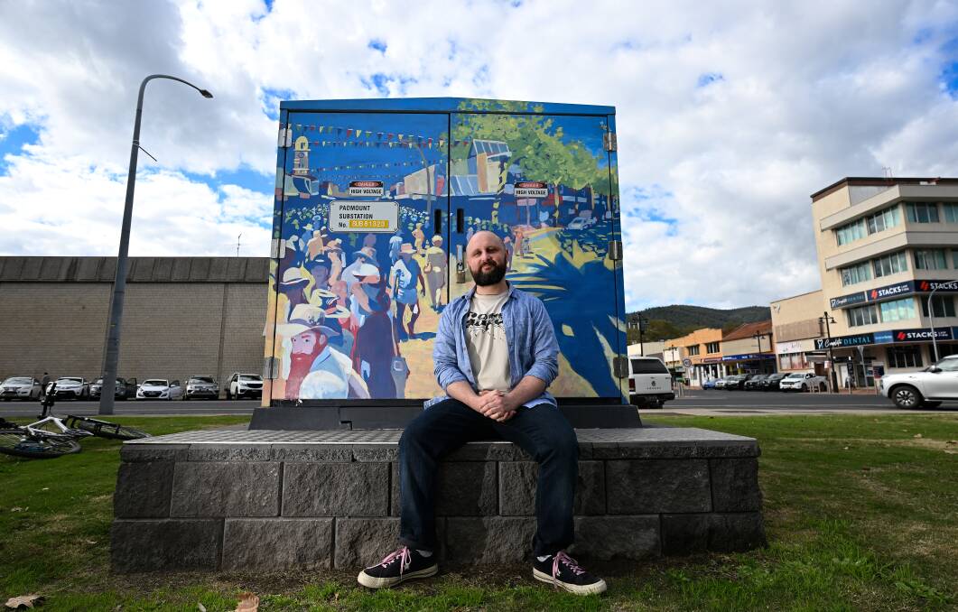 Mr Stanley started work on this mural on Kable Avenue in March 2020 and says it was a surreal experience to see Tamworth empty out around him during the COVID lockdowns. Picture by Gareth Gardner