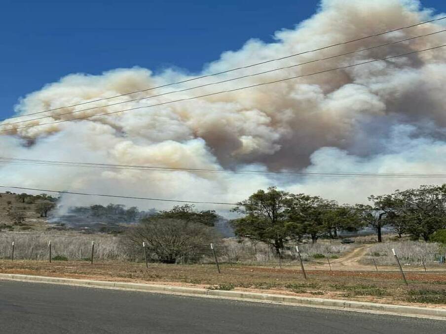 More than a dozen firefighters are rushing from Tamworth to an 'out of control' fire at Scone which has burned more than 50 hectares. Picture supplied