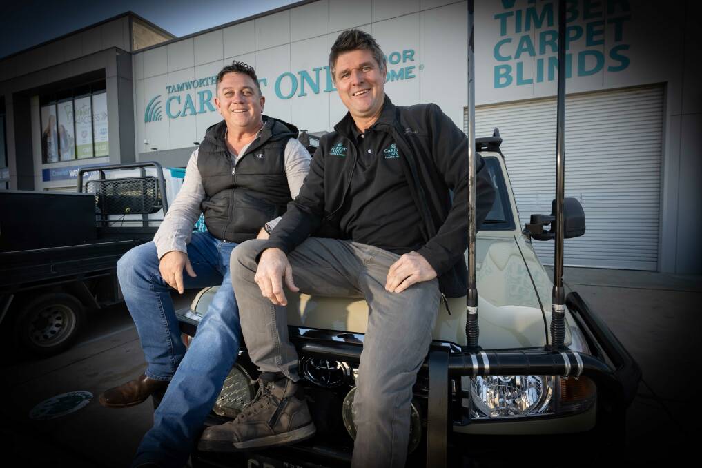 Pub Group owner Craig Power and Carpet One owner Dan Daly are on a mission to raise money for the Westpac Helicopter Rescue Service. Picture by Peter Hardin