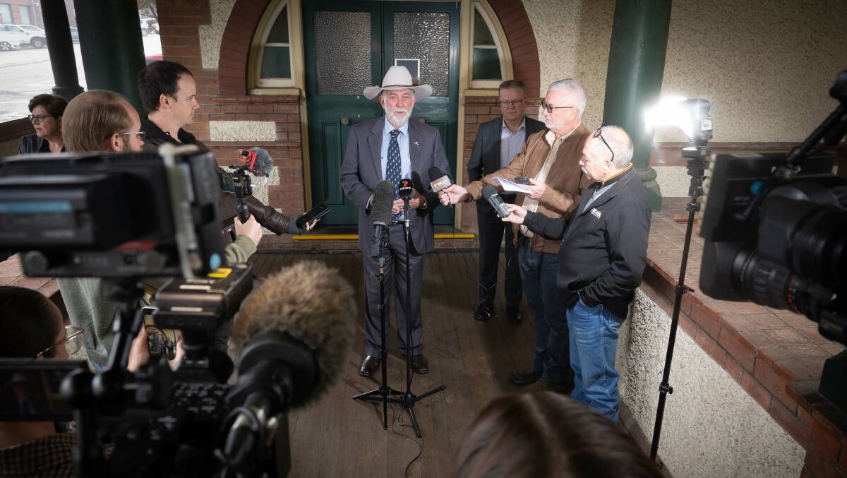 Tamworth mayor Russell Webb speaks to the media on council's controversial rate rise on the morning of Tuesday, May 14. Picture by Peter Hardin