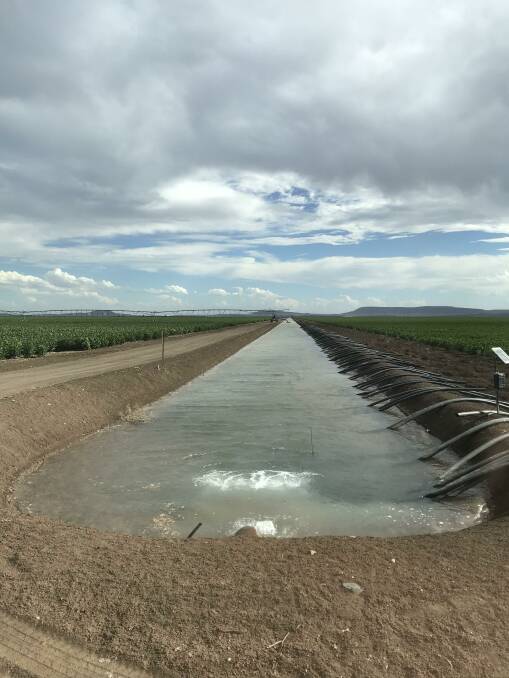 Water supply channel being filled via solar-power-pumped irrigation. Picture supplied by Southwell Properties
