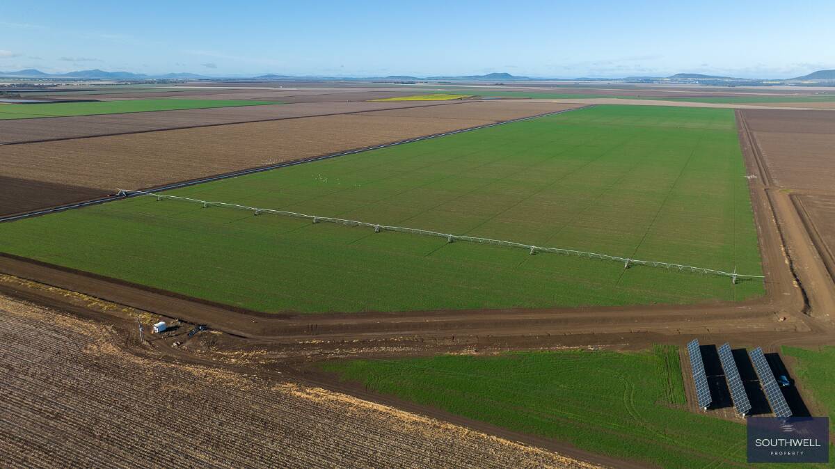 Arial view of the property's 430-metre lateral move irrigator. Picture supplied by Southwell Properties