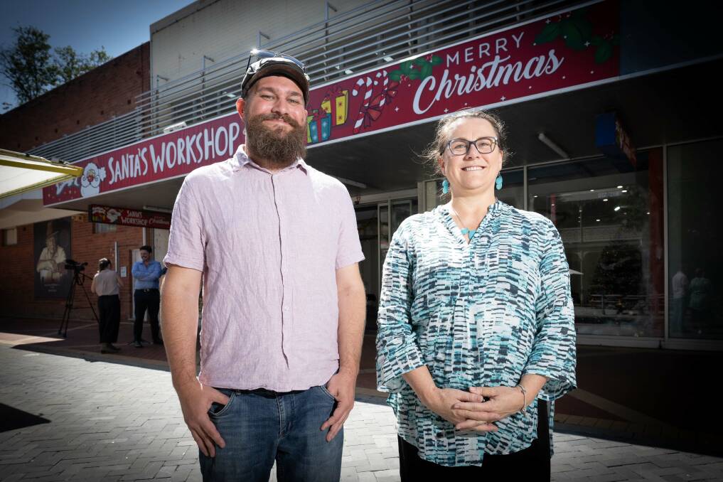 Animator and filmmaker Daniel Elliot and Tamworth Regional Council event officer Natasha Little are excited to make Tamworth's spirits bright. Picture by Peter Hardin