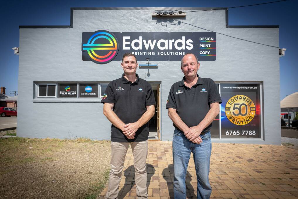 Edwards Printing Solutions' new owner Ben Todd with his mentor Darren Edwards. Picture by Peter Hardin