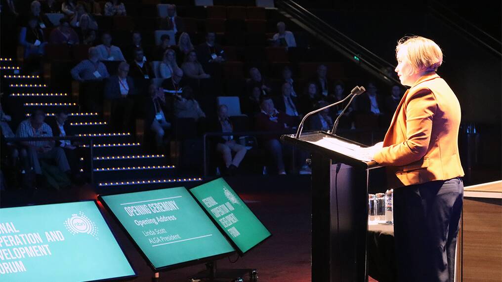 Australian Local Government Association president Linda Scott delivered the opening address of the association's 2024 National General Assembly on July 2, 2024. Picture supplied by the Australian Local Government Association