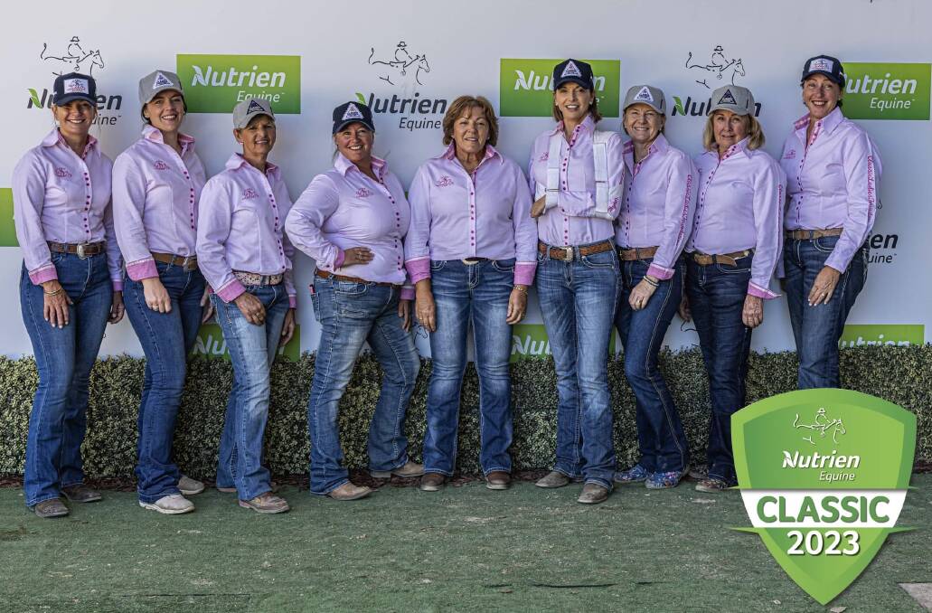 Team photo of the Classic Ladies Foundation with Team Leader Sandra Beirs in the centre. Picture by Ropes N Spurs Photography