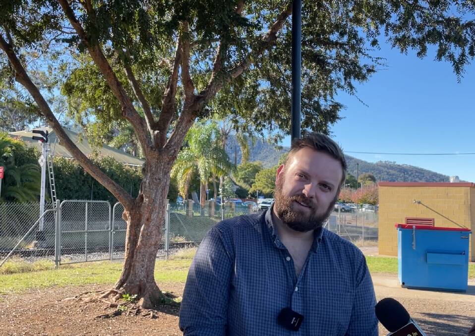 Tamworth Regional Council senior project engineer Callum Fletcher talking to media on Wednesday morning with mayor Russell Webb (not pictured). Picture by Jonathan Hawes
