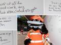 Tamworth expressed its gratitude to volunteers on Wear Orange Wednesday by writing messages on an SES heavy rescue vehicle on Fitzroy Street. Pictures by Peter Hardin
