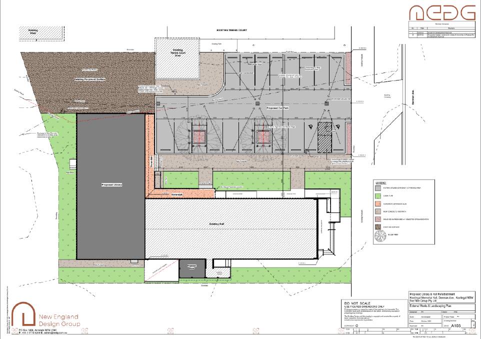Plans for the hall's expansion include a new library, store, and car park to serve growing demand on the facility. Picture supplied by Rice Construction Group Pty Ltd