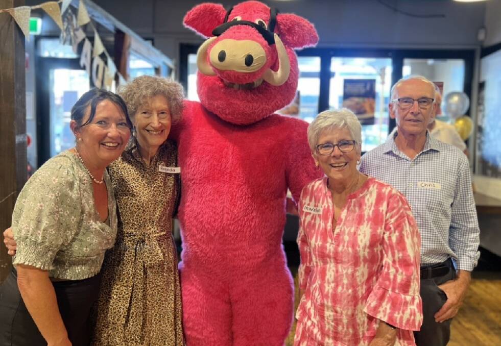 Hog's Breath Cafe mascot 'The Hogster' was happy to pose for as many photos as attendees wished for at the restaraunt's anniversary party on Friday, November 17. Picture supplied by the Hog's Breath Cafe Tamworth