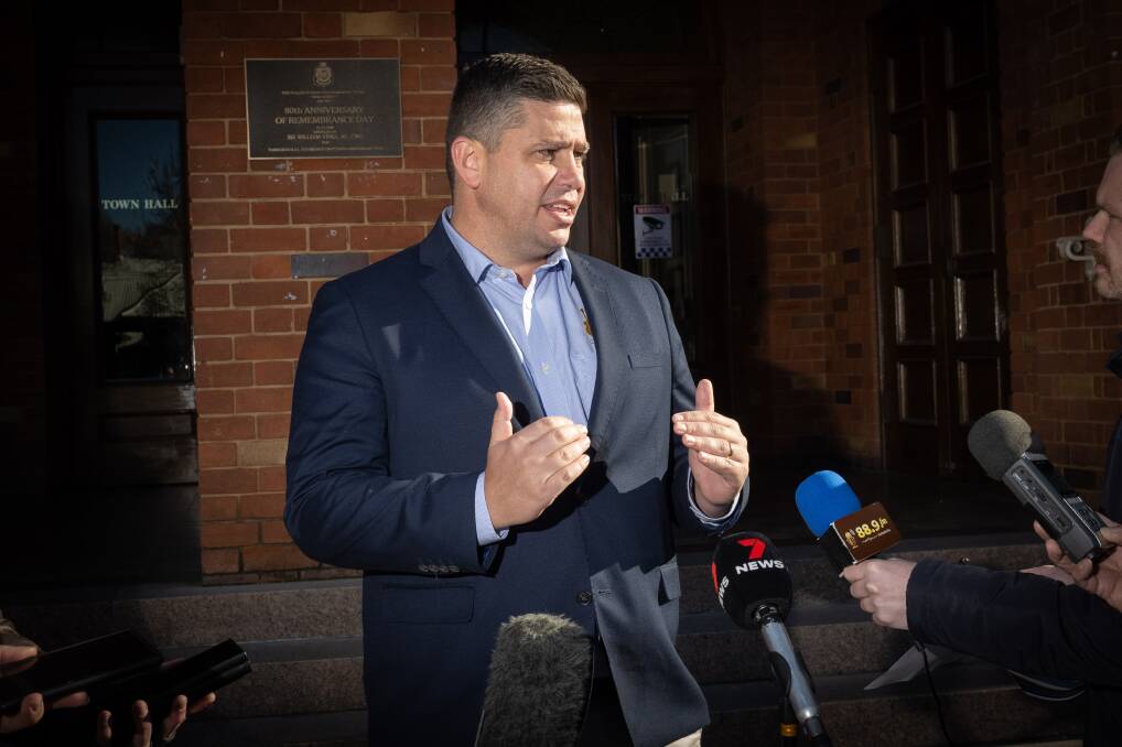 Tamworth Regional councillor Marc Sutherland spoke to the media the morning after his motion to begin formalising ties between local government and Aboriginal Controlled Community Organisations was approved. Picture by Peter Hardin