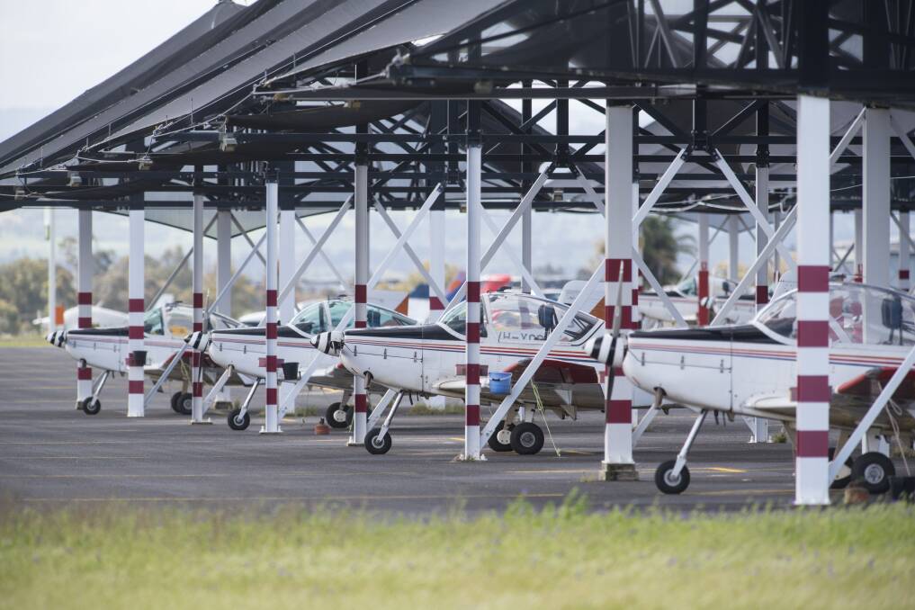 The hangar outside the pilot training facility at Tamworth Regional Airport sits ready to be used. File picture by Peter Hardin