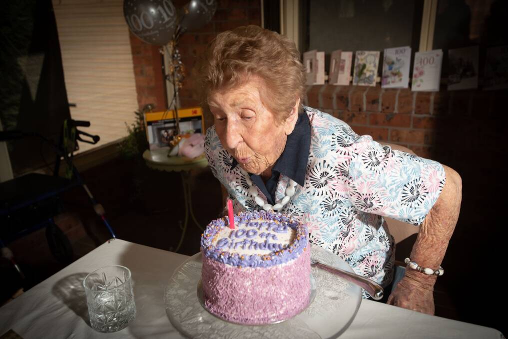 100 years old, Joan Benson is still full of life. Picture by Peter Hardin