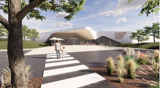Concept render of the entrance to the new Tamworth Regional Aquatics Centre. Picture supplied by Tamworth Regional Council