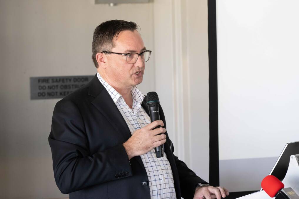 Tamworth Business Chamber president Matthew Sweeney opened the chamber's annual "State of the State" leaders' lunch with an overview of the region's soaring business confidence. Picture by Peter Hardin