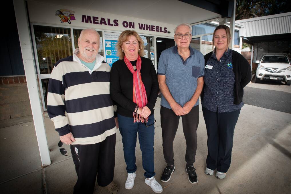 Peter Doyle, Penny Moran, John Newbey and Meals on Wheels worker Jess Taylor. Picture by Peter Hardin