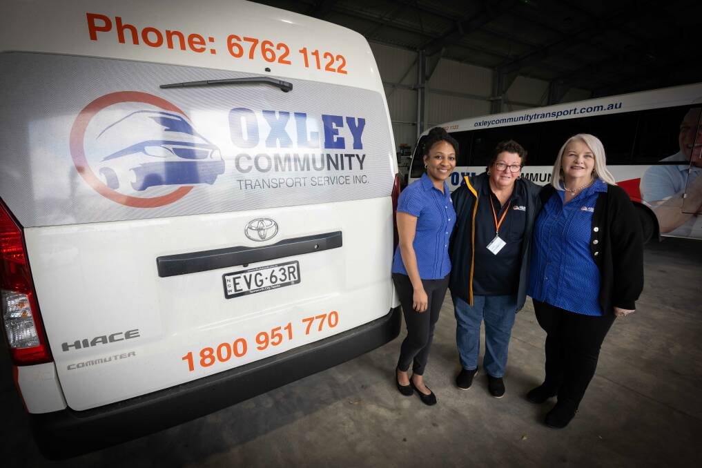 Oxley Community Transport Service's Nakita Somerville, Leslee Bond and Sharon Tibbs. Picture by Peter Hardin