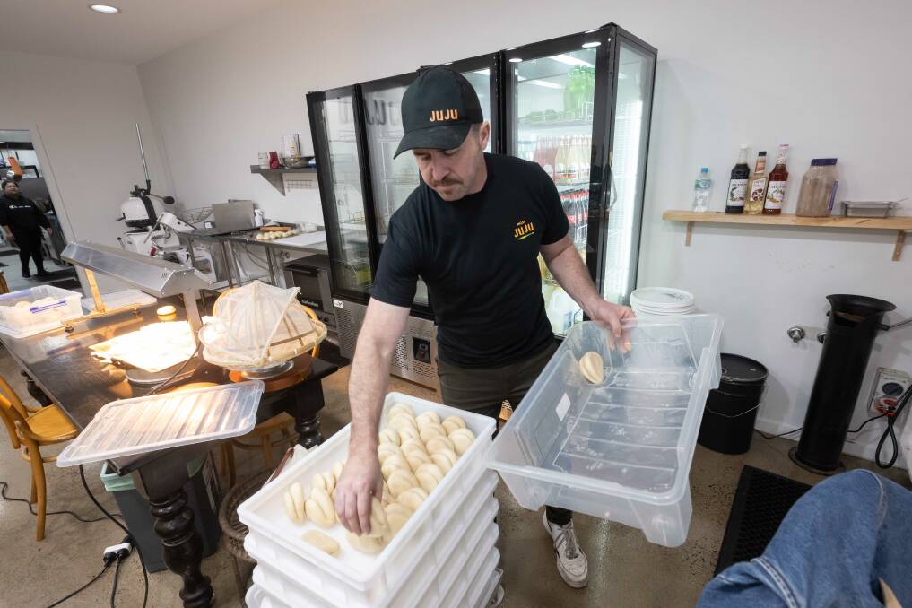 Miss Juju's co-owner Garron Pannan and his team have prepped their famous Bao Bun's in advance of the grand reopening. Picture by Peter Hardin